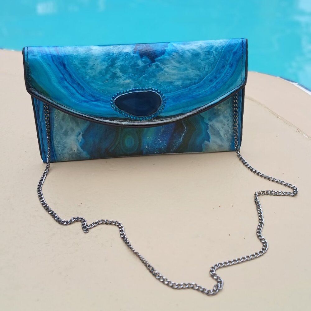 Kent Stetson Handbag-Agua Geode -Signed by Artist!